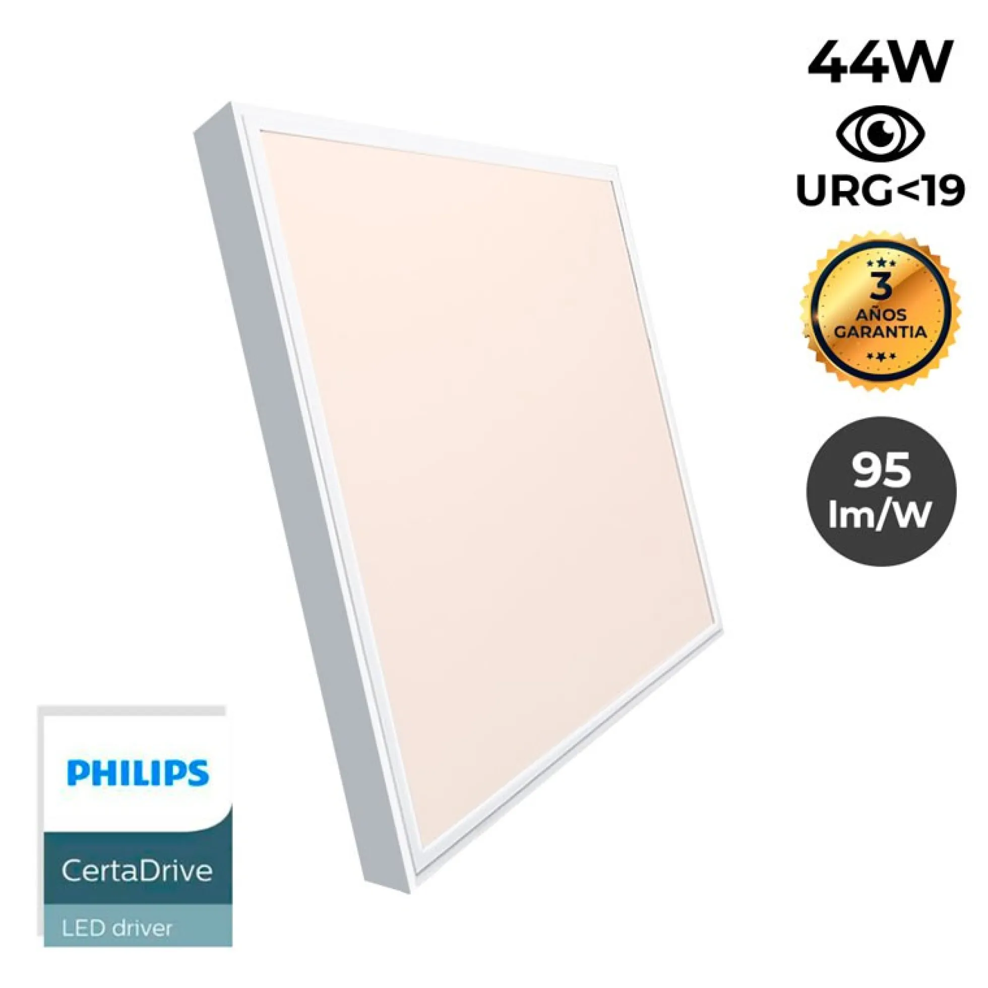 Panel LED de superficie slim 60X60 cm - Driver PHILIPS - 44W - UGR19 - con KIT de montaje