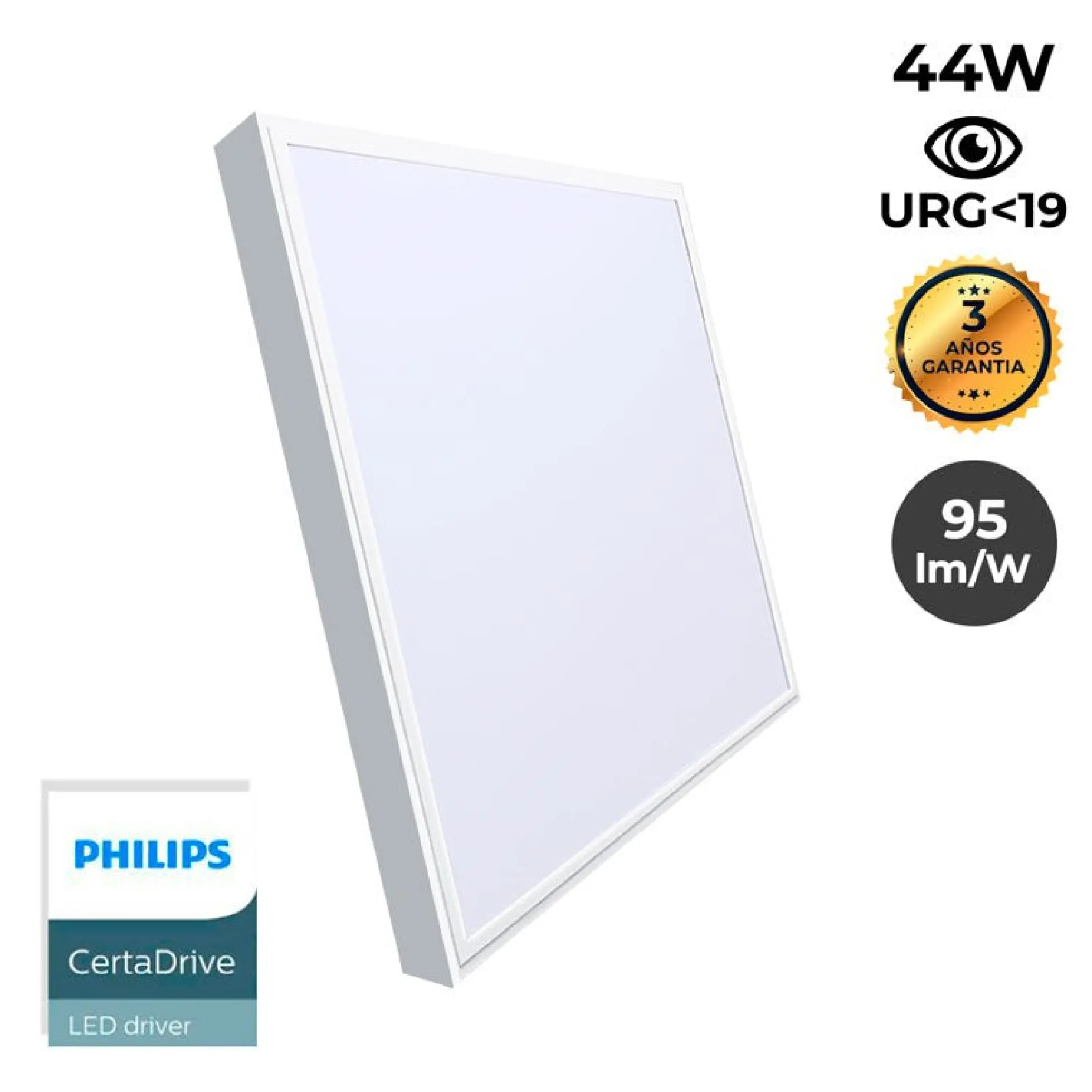 Panel LED de superficie slim 60X60 cm - Driver PHILIPS - 44W - UGR19 - con KIT de montaje
