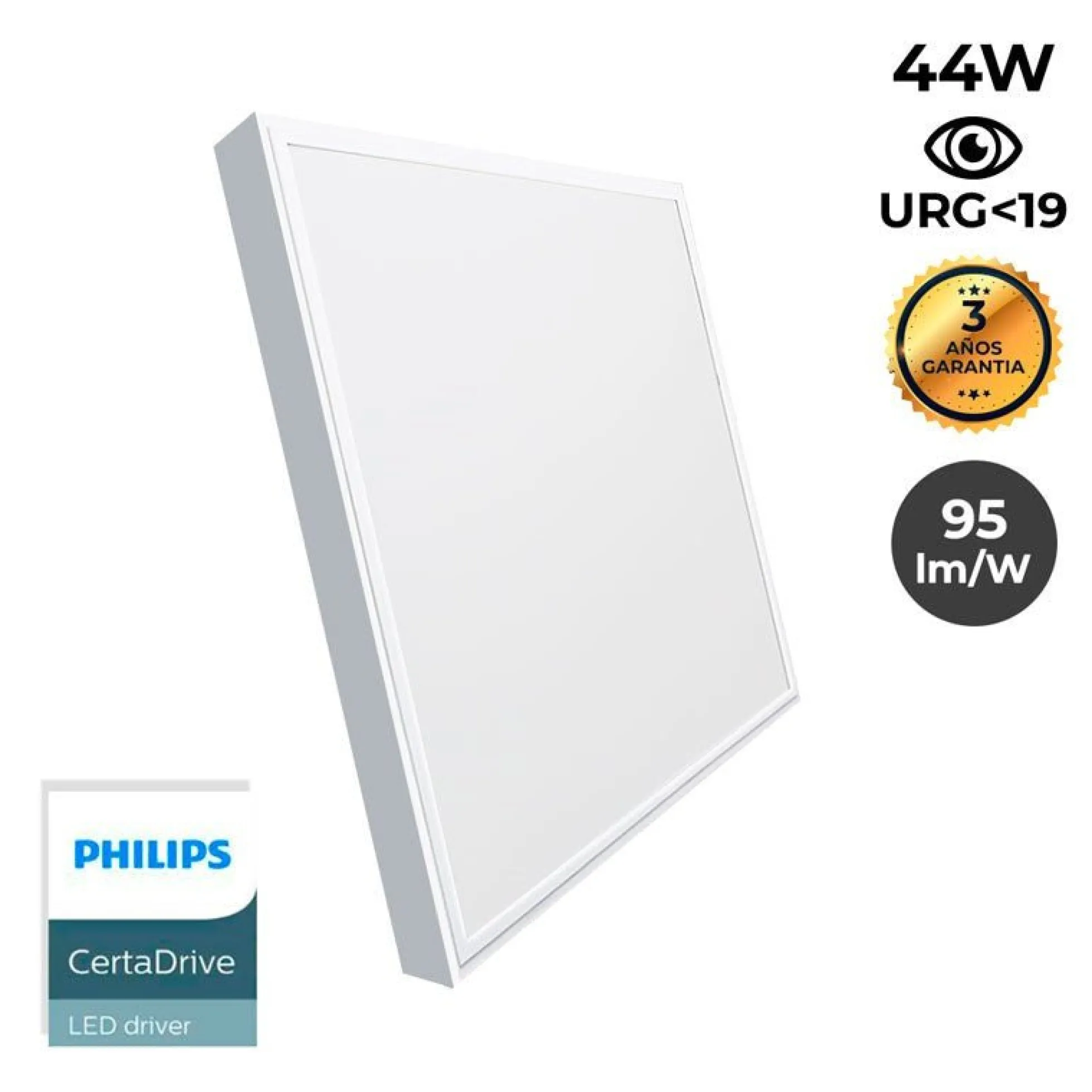 Panel LED de superficie slim 60X60 cm - Driver PHILIPS - 44W - UGR19 - con KIT de montaje