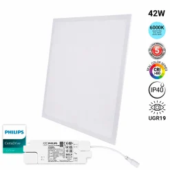 Panel LED empotrable Backlight 60x60cm - 42W - 5040lm - Driver Philips - UGR19 - IP40