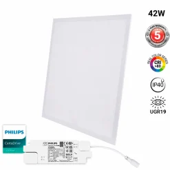 Panel LED empotrable Backlight 60x60cm - 42W - 5040lm - Driver Philips - UGR19 - IP40