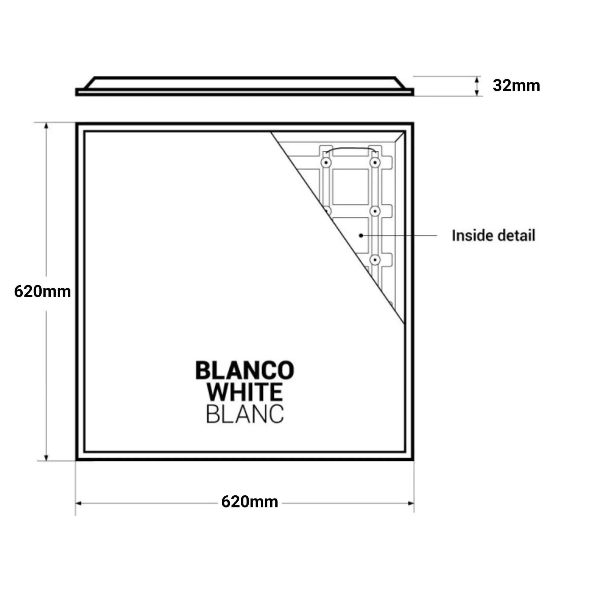 Panel LED empotrable Backlight 62x62cm - 4800lm - Driver Osram- 40W - UGR18 - IP20