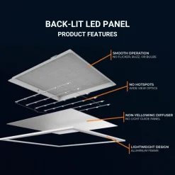 Panel LED empotrable Backlight 62x62cm - 4800lm - Driver Osram- 40W - UGR18 - IP20