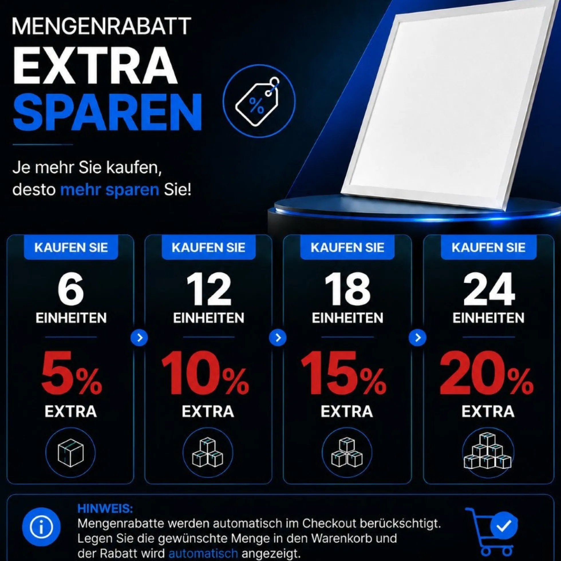 Panel LED empotrable Backlight 62x62cm - 4800lm - Driver Osram- 40W - UGR18 - IP20