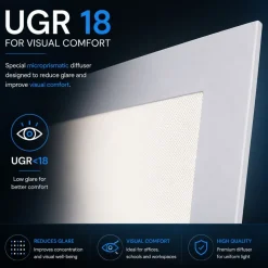 Panel LED empotrable Backlight 62x62cm - 4800lm - Driver Osram- 40W - UGR18 - IP20