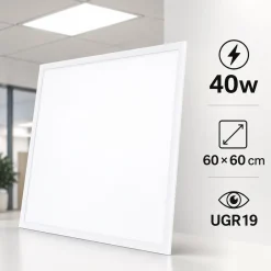 Panel LED empotrable Backlit 60x60cm - 40W - 100lm/W - Driver flicker free - UGR19 - IP40