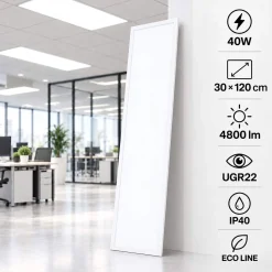 Panel LED empotrable Backlit 120x30cm - 40W - 120lm/W - Driver flicker free - UGR22 - IP40