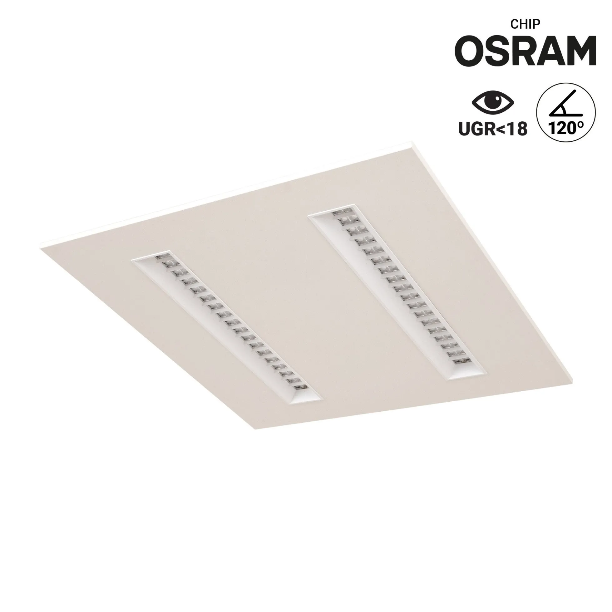 Panel LED empotrable 60x60cm - 40W - UGR18 - Driver PHILIPS - Chip OSRAM - IP40