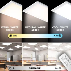 Panel LED slim CCT de superficie 60 x 60- Regulable con mando - 40W - Con KIT de montaje