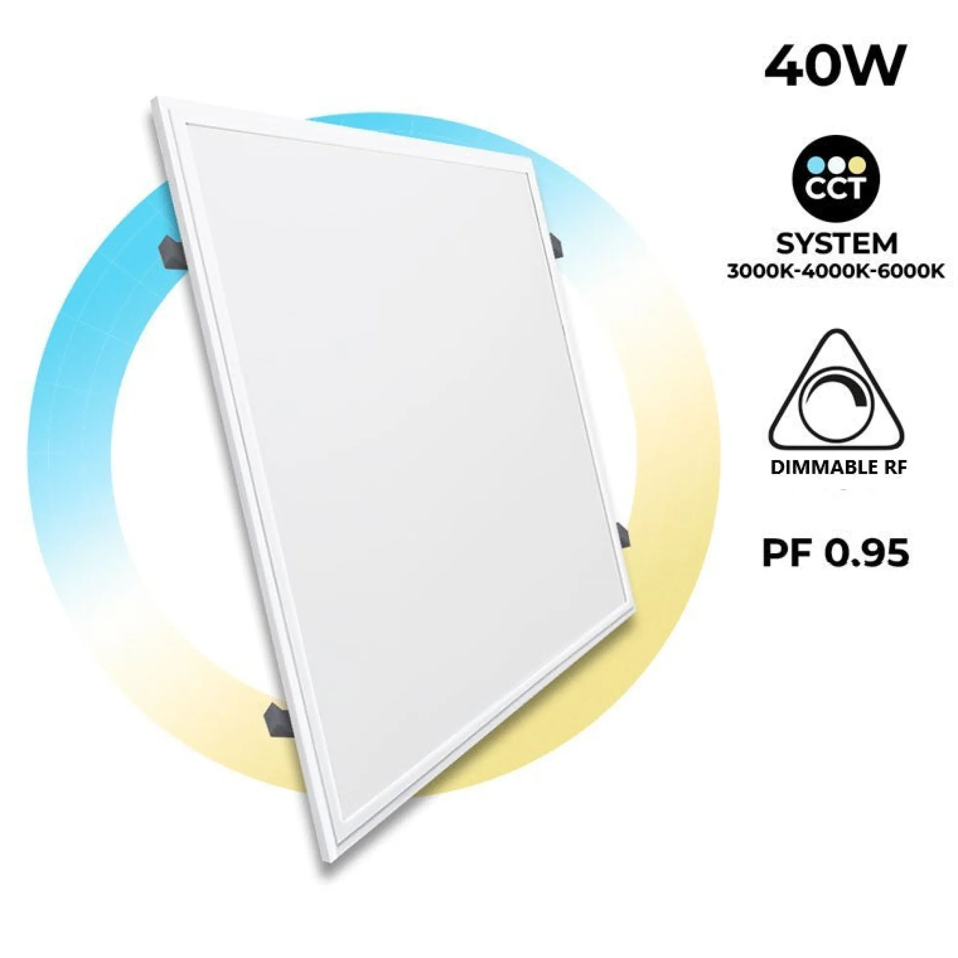 Panel LED slim CCT empotrable 60x60 cm - 40W - con KIT de montaje