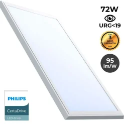 Panel LED slim de superficie 120X60cm - Driver PHILIPS - 72W - UGR19 - Con KIT de montaje