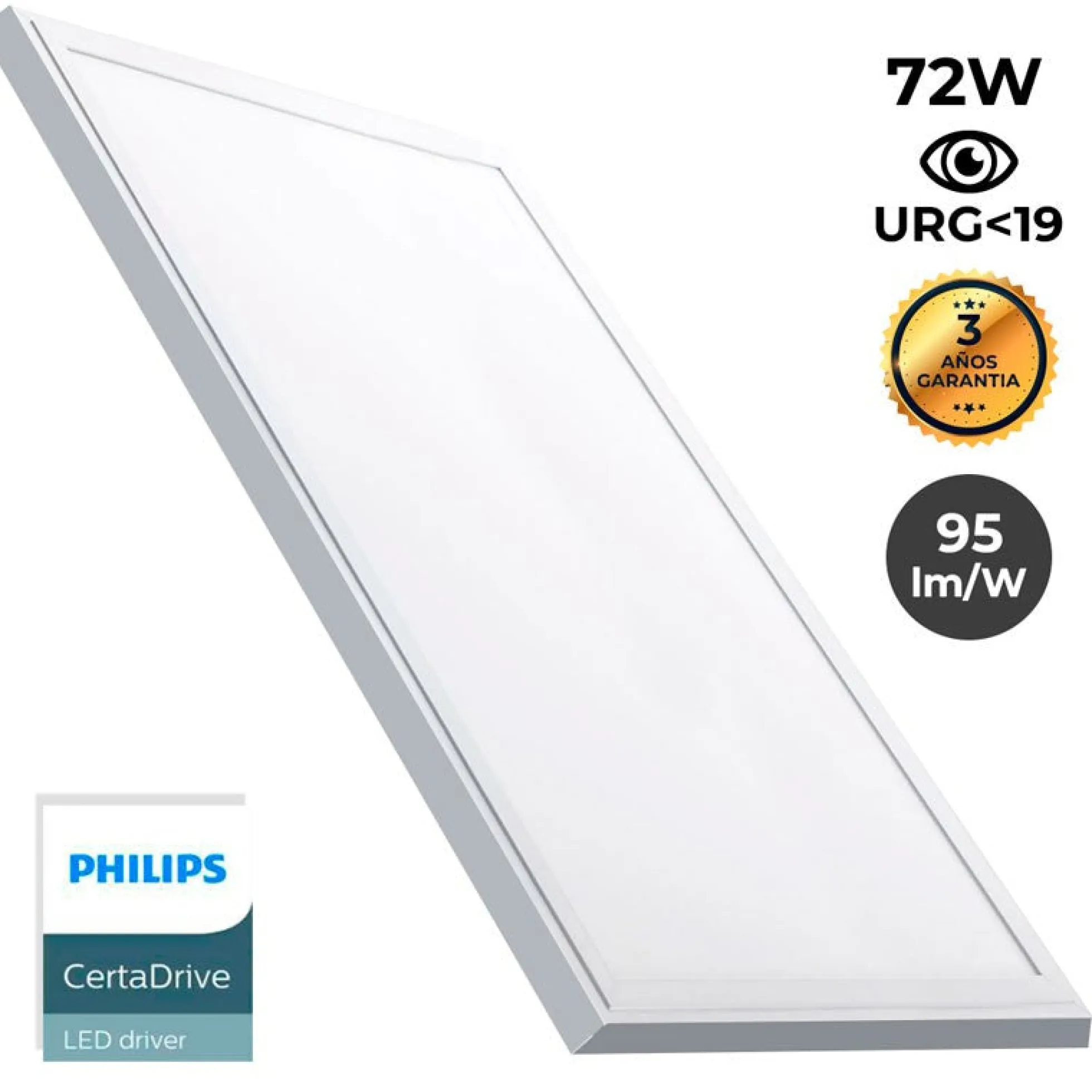 Panel LED slim de superficie 120X60cm - Driver PHILIPS - 72W - UGR19 - Con KIT de montaje