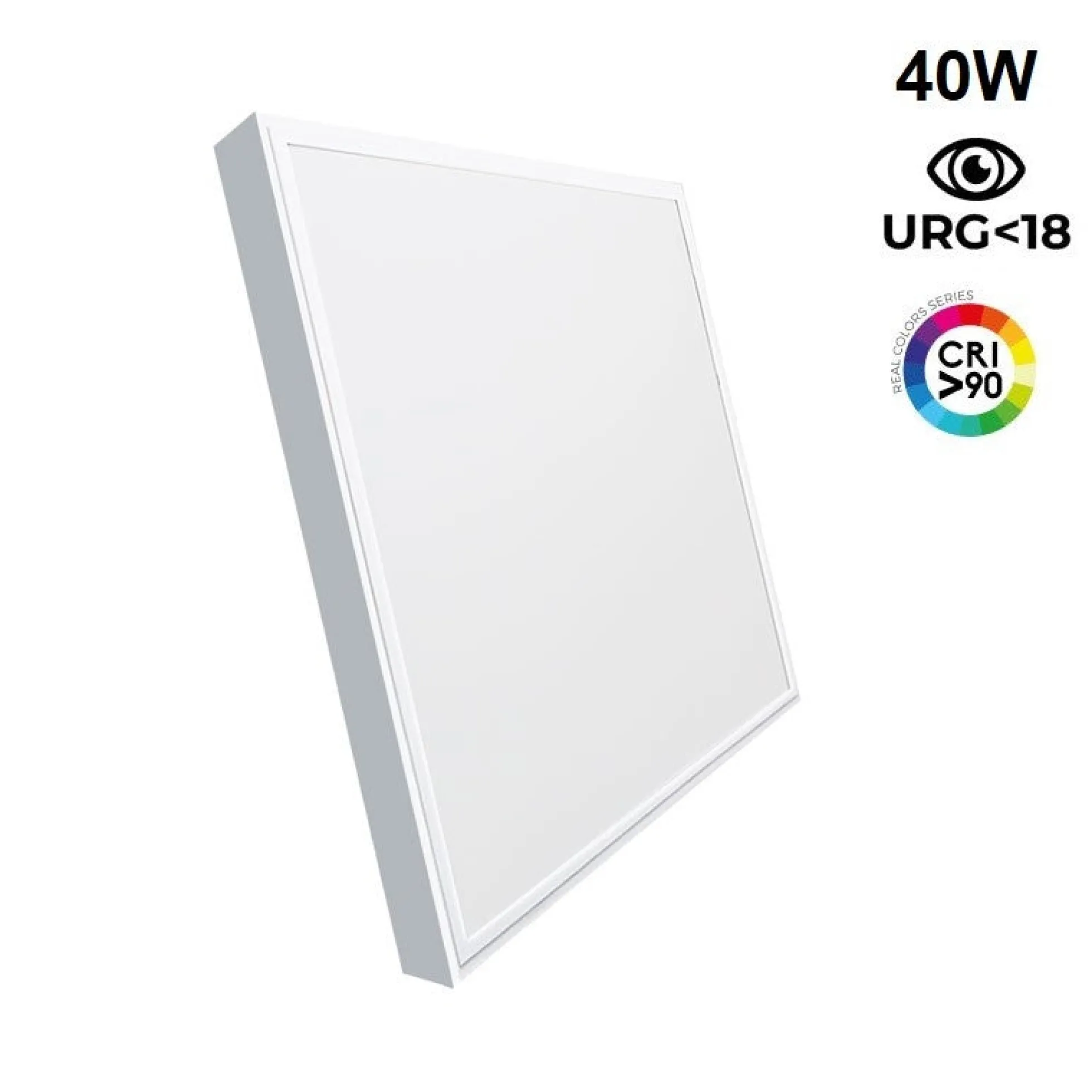 Panel LED slim de superficie 60x60cm - Driver OSRAM - 40W - UGR18 - CRI90 - Con KIT de montaje