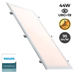 Panel LED slim empotrable 120X30 cm - Driver Philips - 44W - UGR19 - Con KIT de montaje