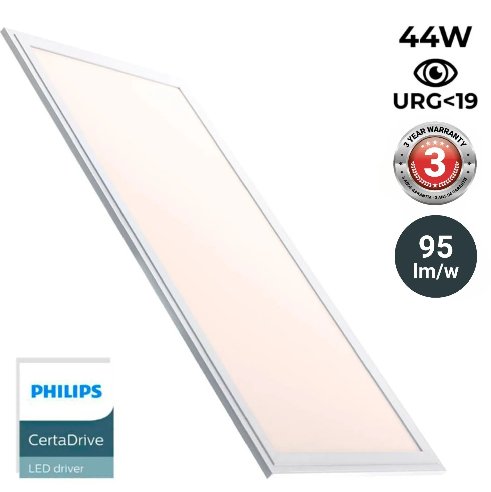 Panel LED slim 120X30 cm - Driver Philips - 44W - UGR19 - IP40