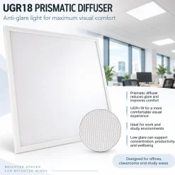 Panel LED slim 60x60cm - Driver PHILIPS - 44W - UGR18 - CRI 90 - IP40