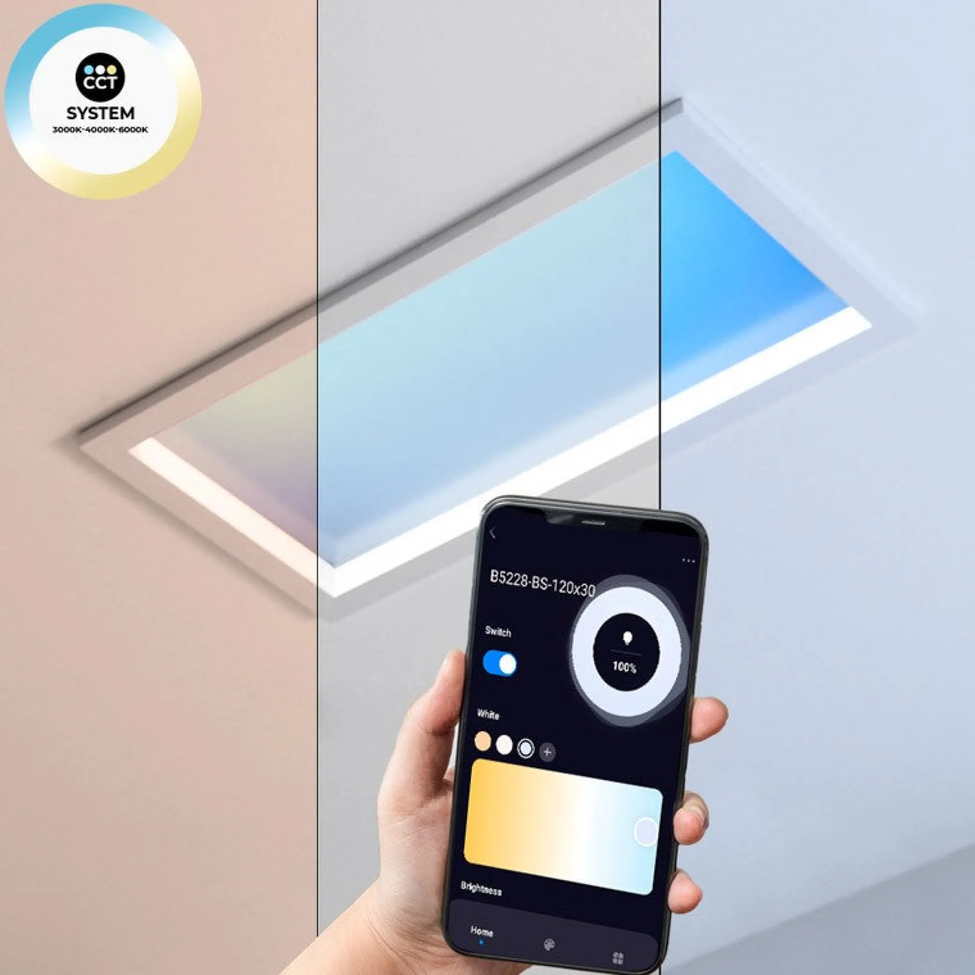 Panel LED "SMART Blue Skylight" - Efecto cielo - Daylight - 100W - 120x30cm