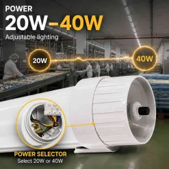 Pantalla estanca LED CLIMATE X - Potencia seleccionable 20W/40W - 4000K - 120cm - IP66 - 5200lm
