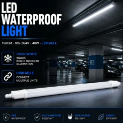 Pantalla estanca LED compacta - 48W - 110 lm/W - 150cm - ENLAZABLE - IP65