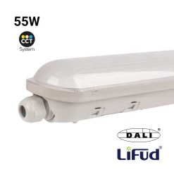 Pantalla estanca LED lineal enlazable- Regulable DALI - CCT - 150cm - 55W - Driver LIFUD - IP65