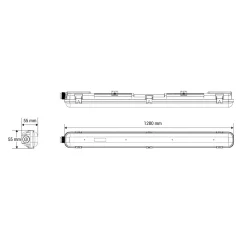 Pantalla estanca para 1 tubo LED - 120cm - IP65