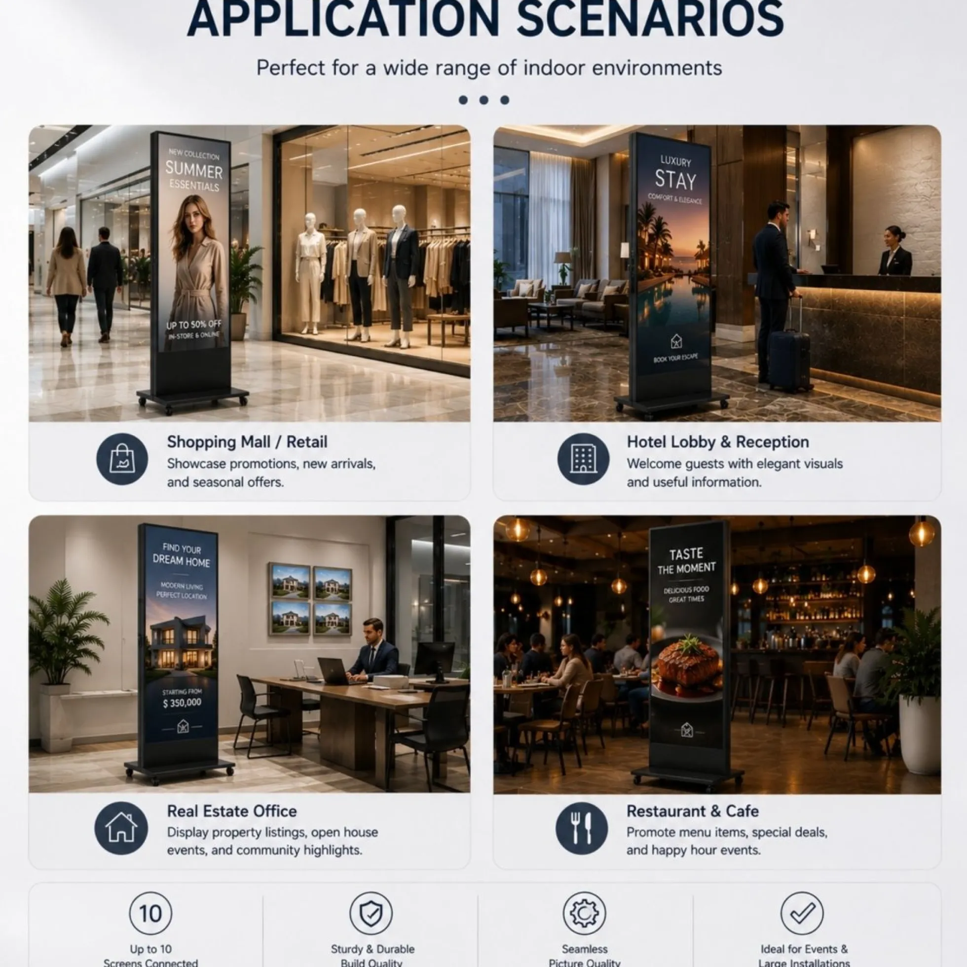 Pantalla LED tipo Póster Plegable P1.86 | 344x1032 px | Cartel Digital Interior