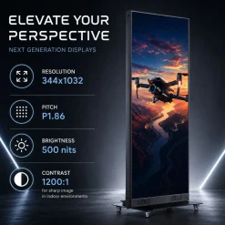 Pantalla LED tipo Póster Plegable P1.86 | 344x1032 px | Cartel Digital Interior