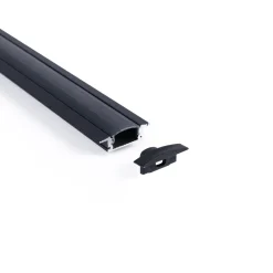 Perfil de aluminio de empotrar - Kit completo - 24,5 x 7mm - Tira LED hasta 12 mm - 2 metros