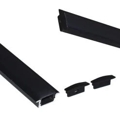 Perfil de aluminio empotrable para tira LED con difusor - 2 tapas - 23x8mm - 2 metros