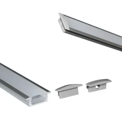 Perfil de aluminio empotrable para tira LED con difusor - 2 tapas - 23x8mm - 2 metros