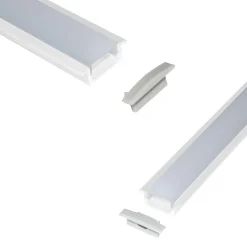 Perfil de aluminio empotrable para tira LED con difusor - 2 tapas - 23x8mm - 2 metros