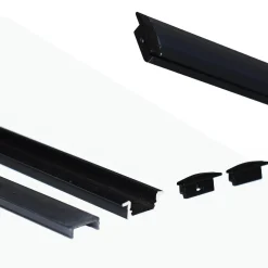 Perfil de aluminio empotrable para tira LED con difusor - 2 tapas - 23x8mm - 2 metros