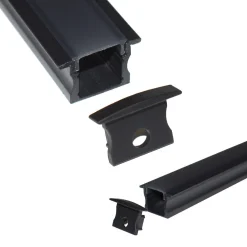 Perfil de aluminio empotrable para tira LED con difusor - 2 tapas - 23x15mm - 2 metros