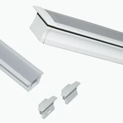 Perfil de aluminio empotrable para tira LED con difusor - 2 tapas - 23x15mm - 2 metros