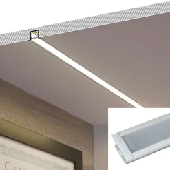 Perfil de aluminio empotrable para tira LED con difusor - 2 tapas - 23x15mm - 2 metros