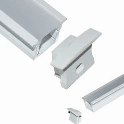 Perfil de aluminio empotrable para tira LED con difusor - 2 tapas - 23x15mm - 2 metros