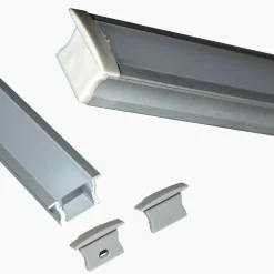 Perfil de aluminio empotrable para tira LED con difusor - 2 tapas - 23x15mm - 2 metros