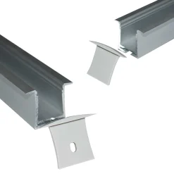 Perfil de aluminio empotrable para tira LED con difusor- 4 clips - 2 tapas - 36x28mm - 2 metros