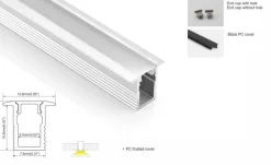Perfil de aluminio empotrable para tira LED - 13x12mm - Tiras LED ≤5mm - 2 metros