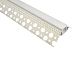 Perfil de aluminio integración escayola/pladur para esquina exterior - Tira LED hasta 10 mm -  2 metros