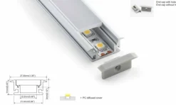 Perfil de aluminio para tira LED impermeable empotrable suelo 27x11mm (2metros)