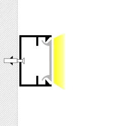 Perfil de aluminio para tira LED con difusor - Superficie - Kit completo - 18 x13mm - Tira LED ≤ 15 mm - 2 metros