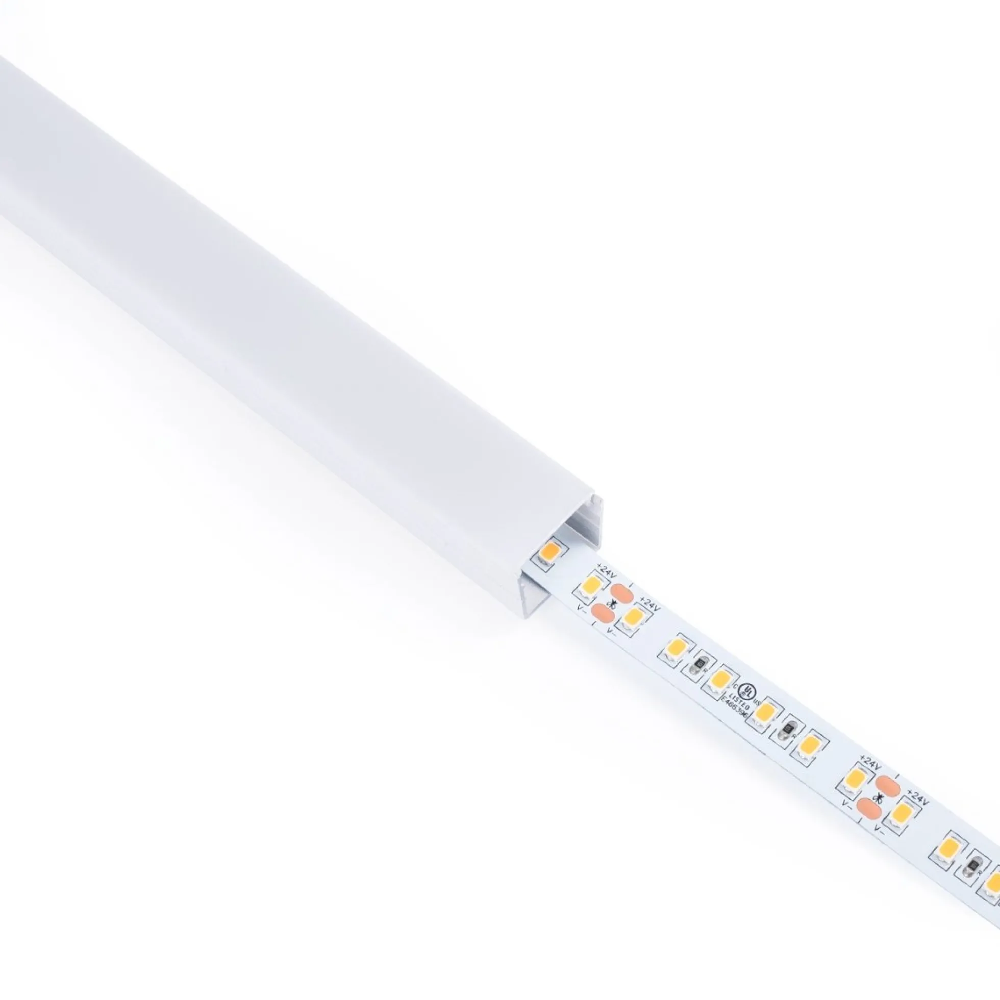 Perfil de aluminio para tira LED con difusor - Superficie - Kit completo - 18 x13mm - Tira LED ≤ 15 mm - 2 metros