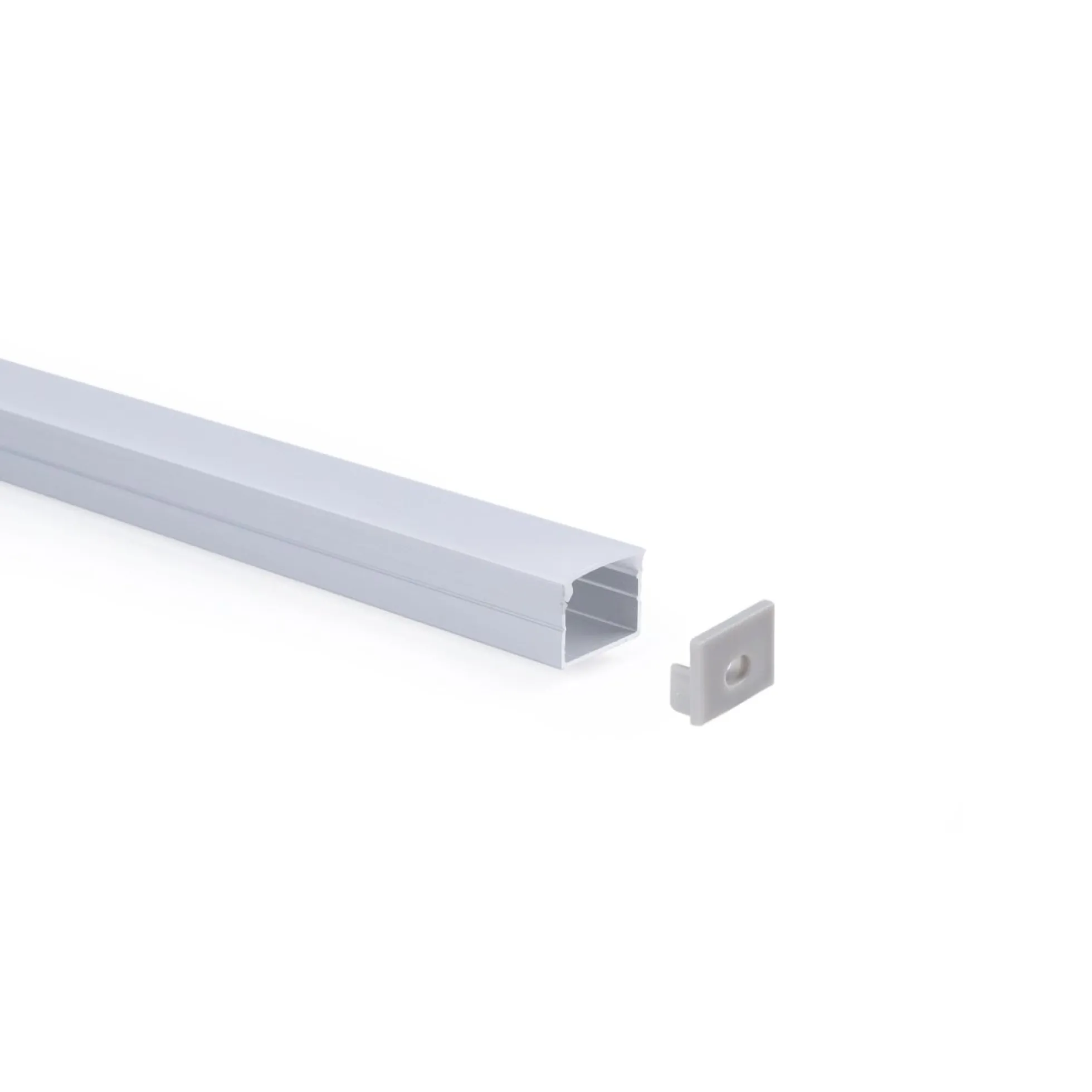 Perfil de aluminio para tira LED con difusor - Superficie - Kit completo - 18 x13mm - Tira LED ≤ 15 mm - 2 metros