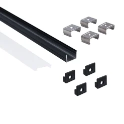 Perfil de aluminio para tira LED con difusor - Superficie - Kit completo - 18 x13mm - Tira LED ≤ 15 mm - 2 metros