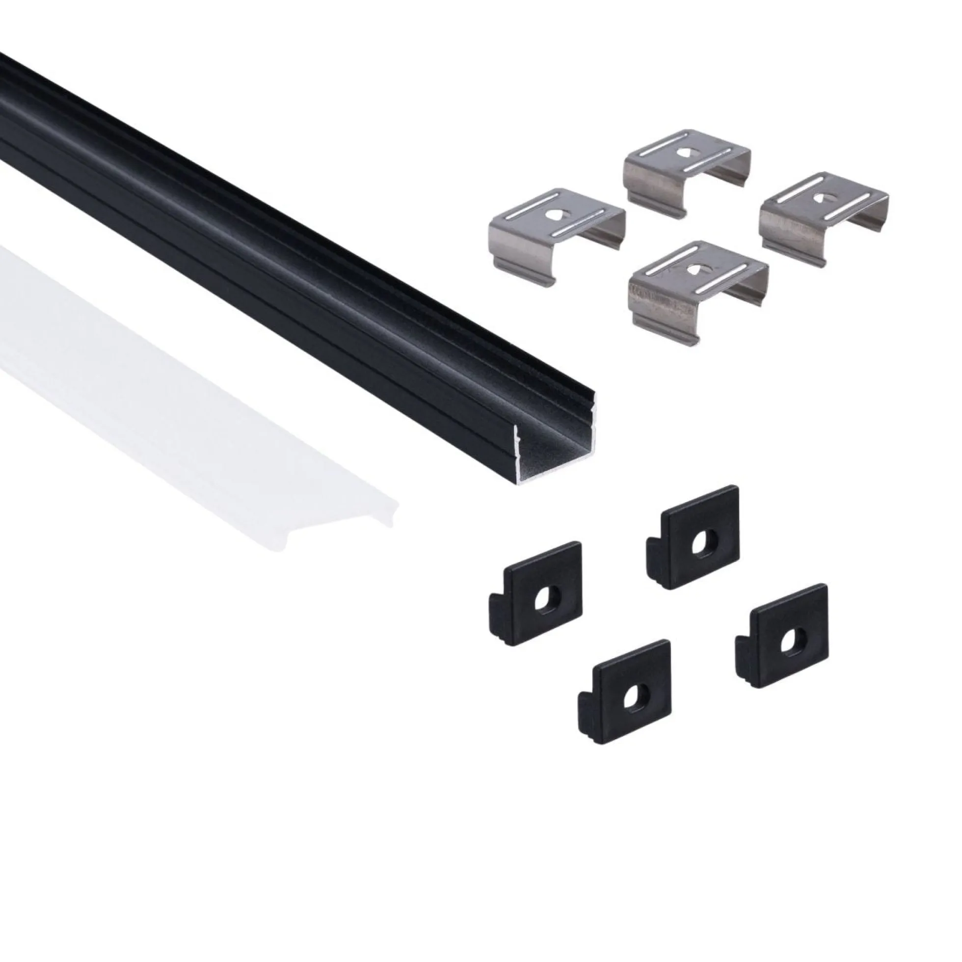 Perfil de aluminio para tira LED con difusor - Superficie - Kit completo - 18 x13mm - Tira LED ≤ 15 mm - 2 metros
