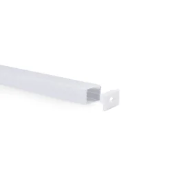 Perfil de aluminio para tira LED con difusor - Superficie - Kit completo - 18 x13mm - Tira LED ≤ 15 mm - 2 metros