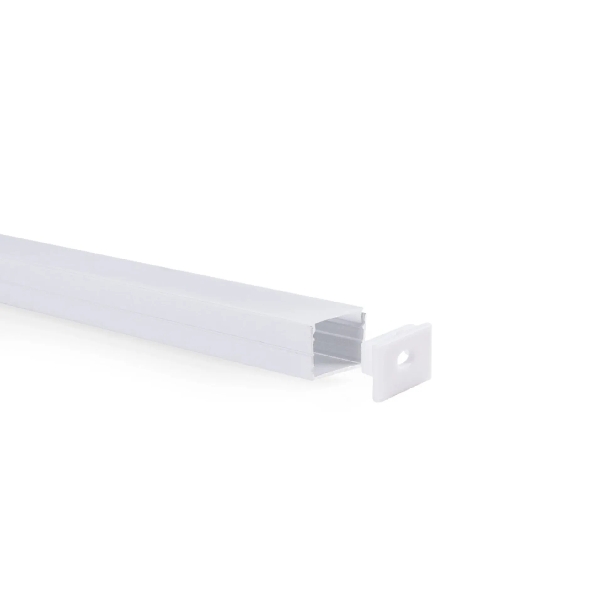 Perfil de aluminio para tira LED con difusor - Superficie - Kit completo - 18 x13mm - Tira LED ≤ 15 mm - 2 metros