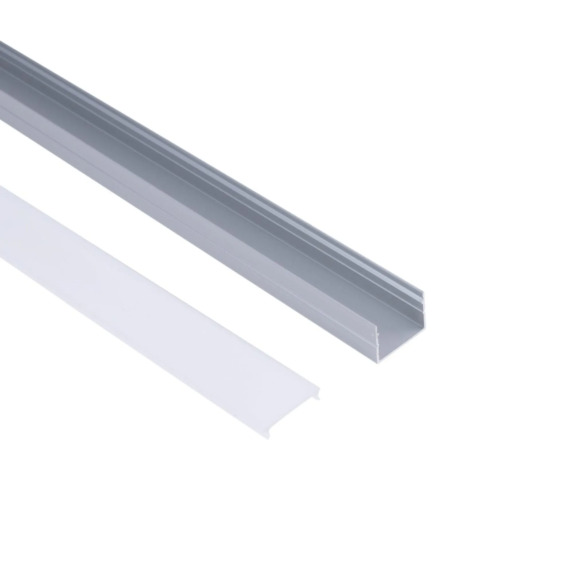 Perfil de aluminio para tira LED con difusor - Superficie - Kit completo - 18 x13mm - Tira LED ≤ 15 mm - 2 metros