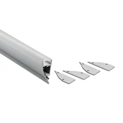 Perfil de aluminio para tira LED - Bañador de pared - Kit completo - 18x44mm - 2 metros